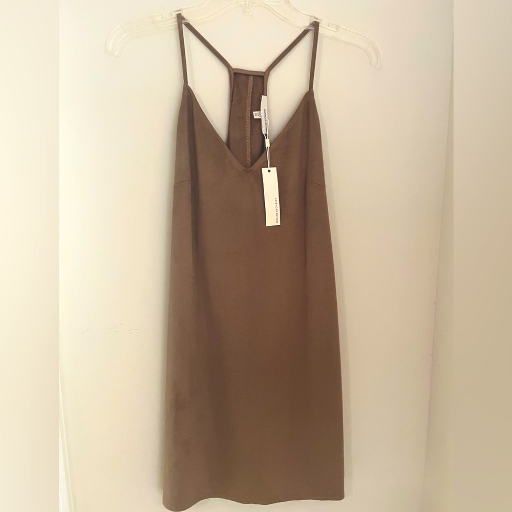 Lavender Brown Tan Suede XS Dress NWT